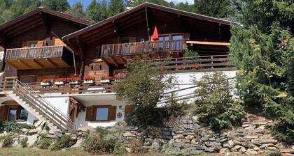 Appartement 6 personnes dans chalet avec pt jardin,superbe vue,ensoleillé!