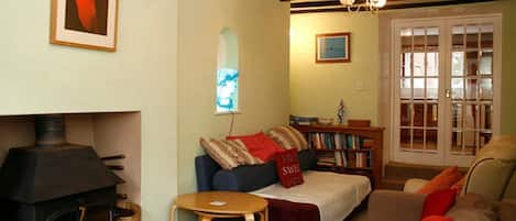 Televisor intel·ligent, llar de foc, reproductor de DVD i llibres