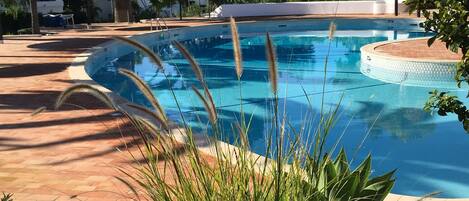 Outdoor pool, pool loungers