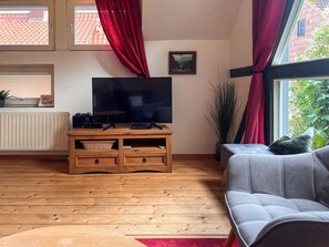 Smart TV, DVD player, books, stereo