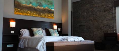 Suíte superluxo, vista para a montanha | Roupas de cama de algodão egípcio, roupas de cama premium