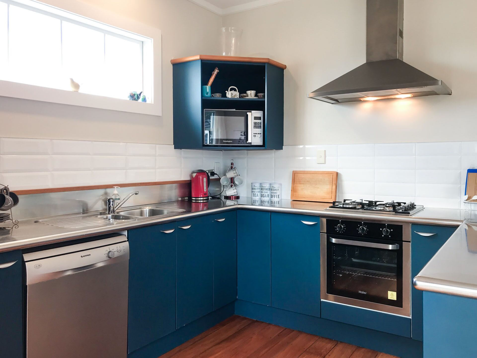 Fridge, microwave, oven, dishwasher