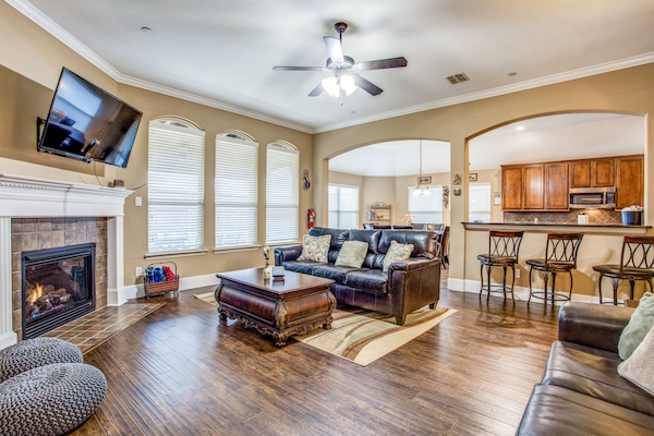 Smart TV, fireplace, table football, video library