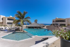Outdoor pool, a heated pool - Terrasol Resort--Sleeps 10,  4 bed/3 bath Beachfront Walk to Marina, Downtown (Cabo San Lucas)