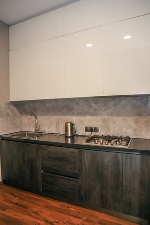 Apartment, 2 Bedrooms | Private kitchen | Fridge, oven, stovetop, electric kettle - Hosthub Old Tbilisi Amaghleba Apartment (Tbilisi)