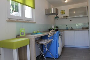 Apartment, 1 Bedroom, Balcony, Sea View | Private kitchen | Fridge, microwave, stovetop, electric kettle - Apartments Mala (Konavle)