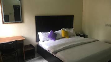 Desk, free WiFi, bed sheets