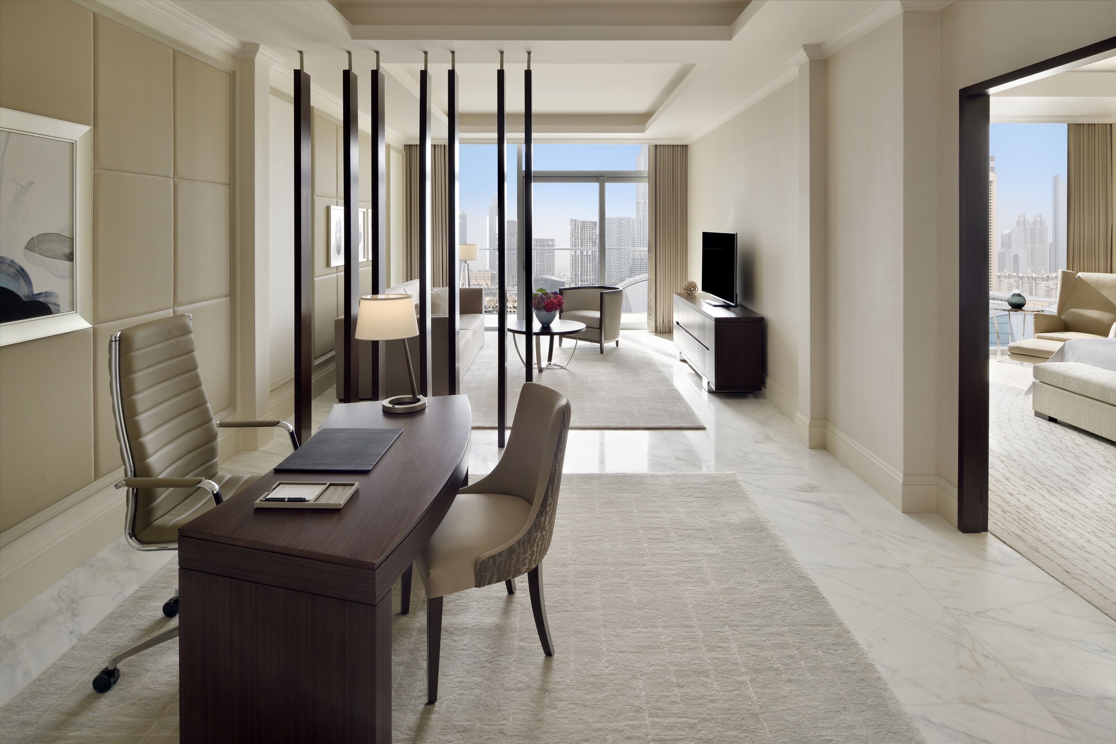 premier suite burj khalifa & fountain view - lounge access serving lunch, afternoon tea and dinner | in-room safe, desk, blackout curtains, soundproofing