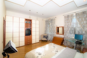 Iron/ironing board, cots/infant beds, free WiFi, bed sheets