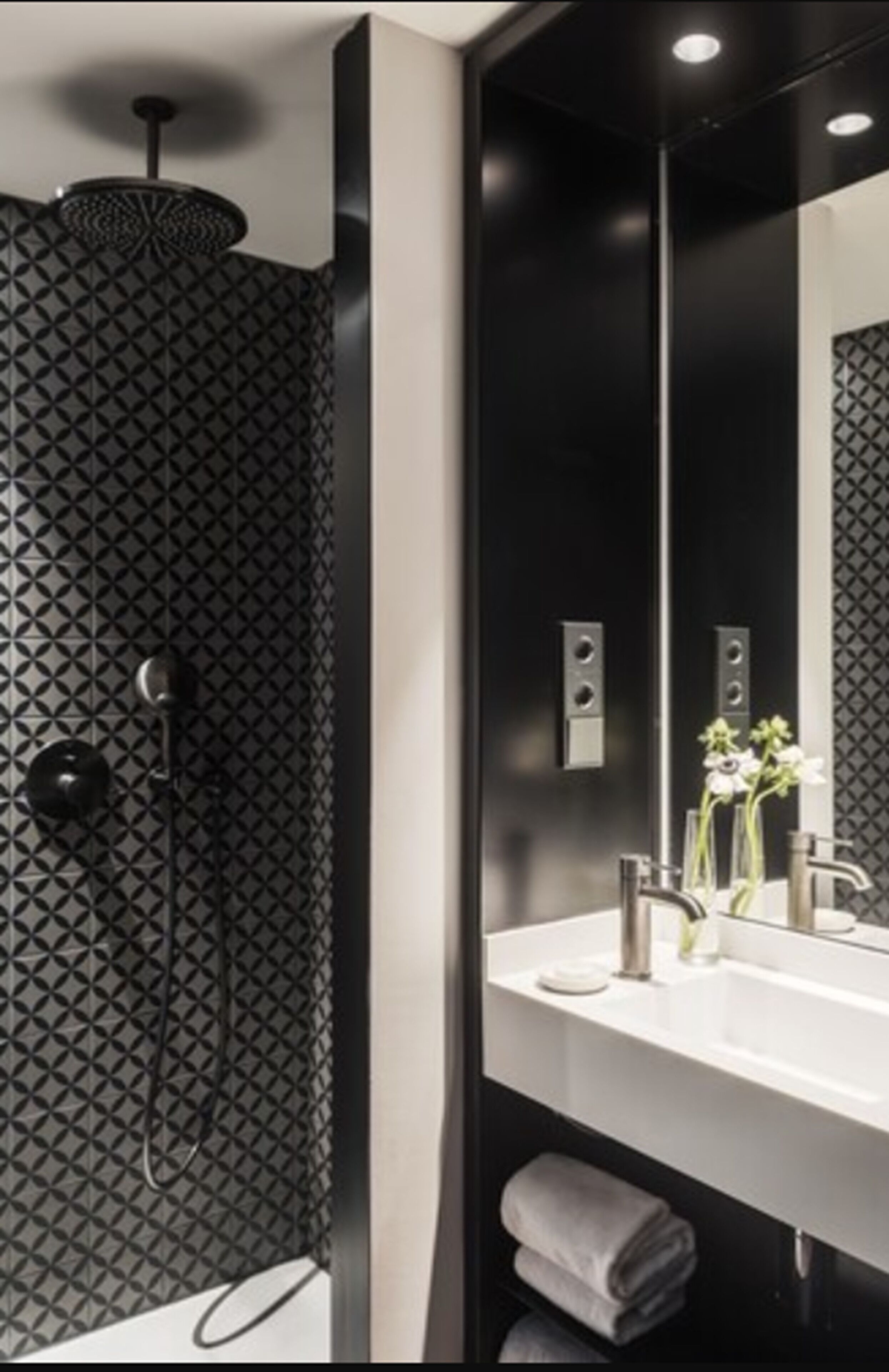 shower, designer toiletries, hair dryer, bathrobes