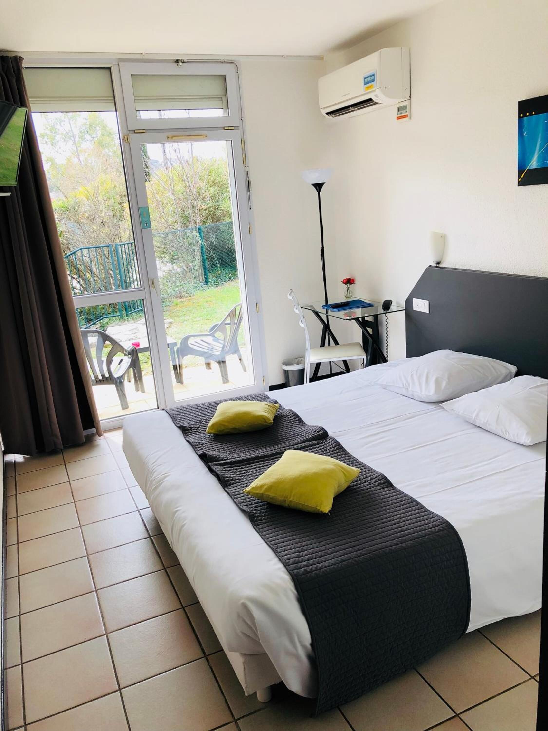 desk, blackout curtains, soundproofing, iron/ironing board