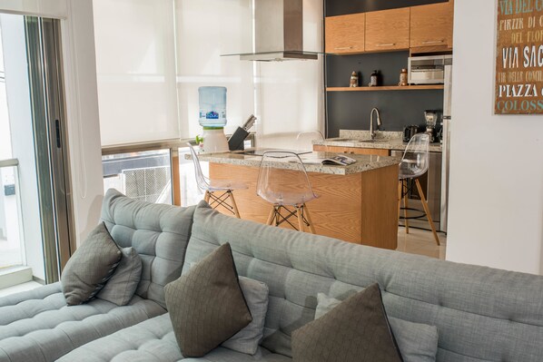 Apartment, 1 Bedroom, Ocean View | Living area | Flat-screen TV - Quintamar 101 (Playa del Carmen)