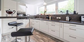 Fridge, microwave, oven, dishwasher