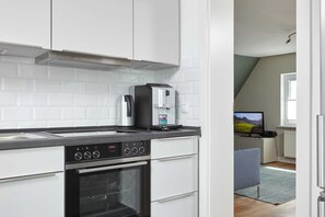 Fridge, microwave, oven, dishwasher