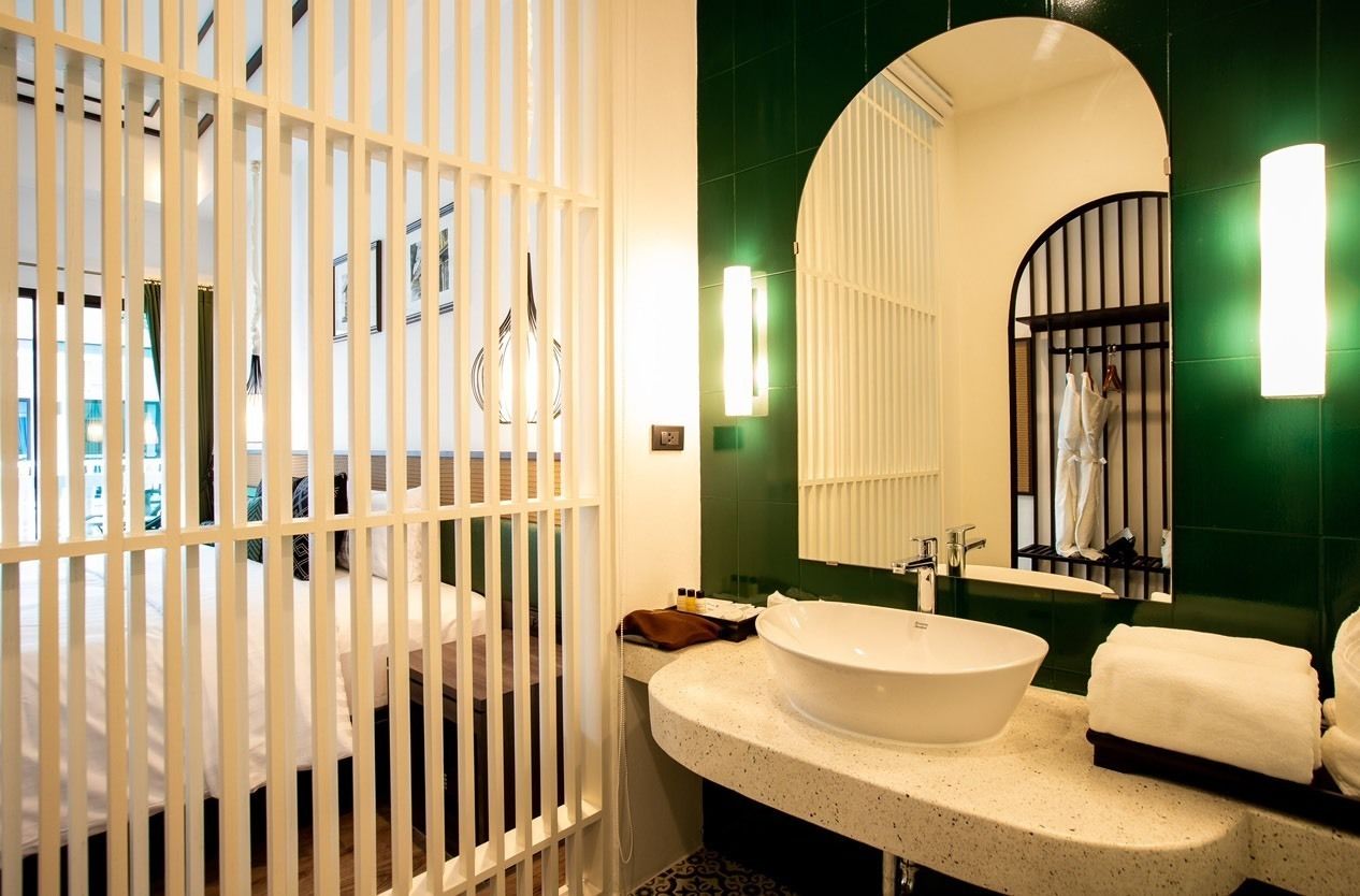 green room pool view  | in-room safe, desk, blackout curtains, soundproofing