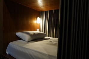 Blackout curtains, free WiFi, bed sheets