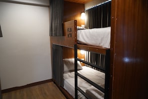 Blackout curtains, free WiFi, bed sheets