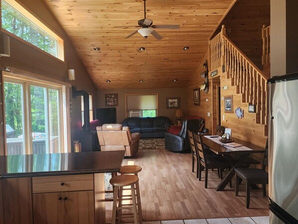 Smart TV, fireplace, DVD player, video library
