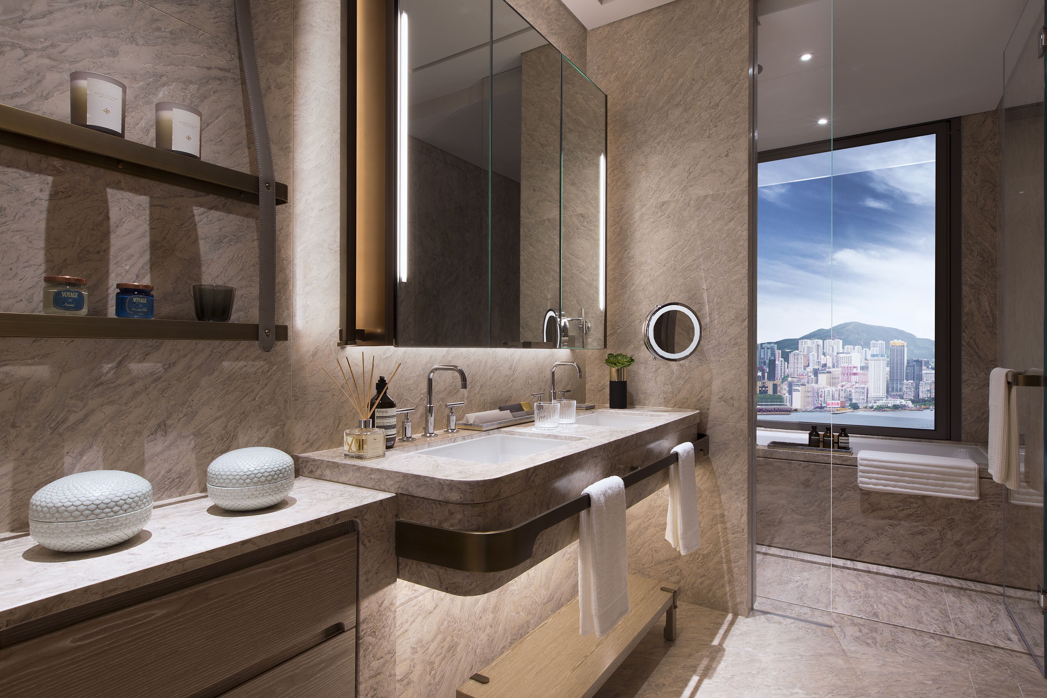 grand harbour one | bathroom | designer toiletries, hair dryer, bathrobes, slippers