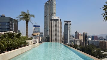 Outdoor pool, pool loungers