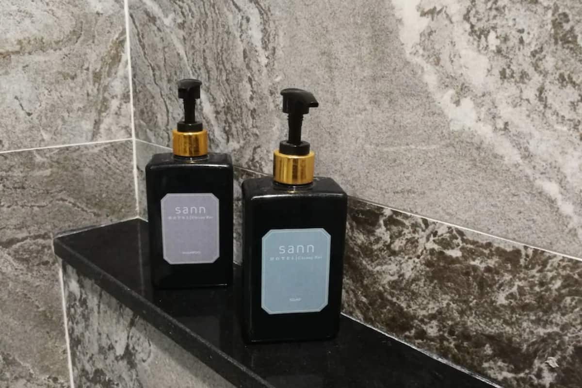 shower, rainfall showerhead, free toiletries, hair dryer