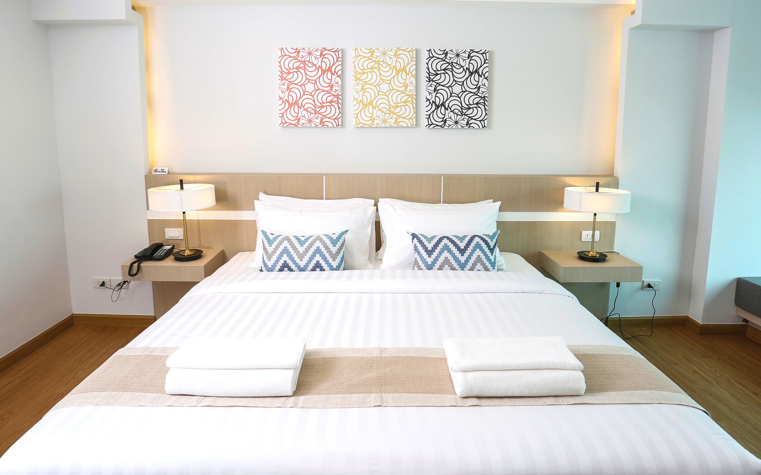 deluxe double room | in-room safe, desk, laptop workspace, blackout curtains