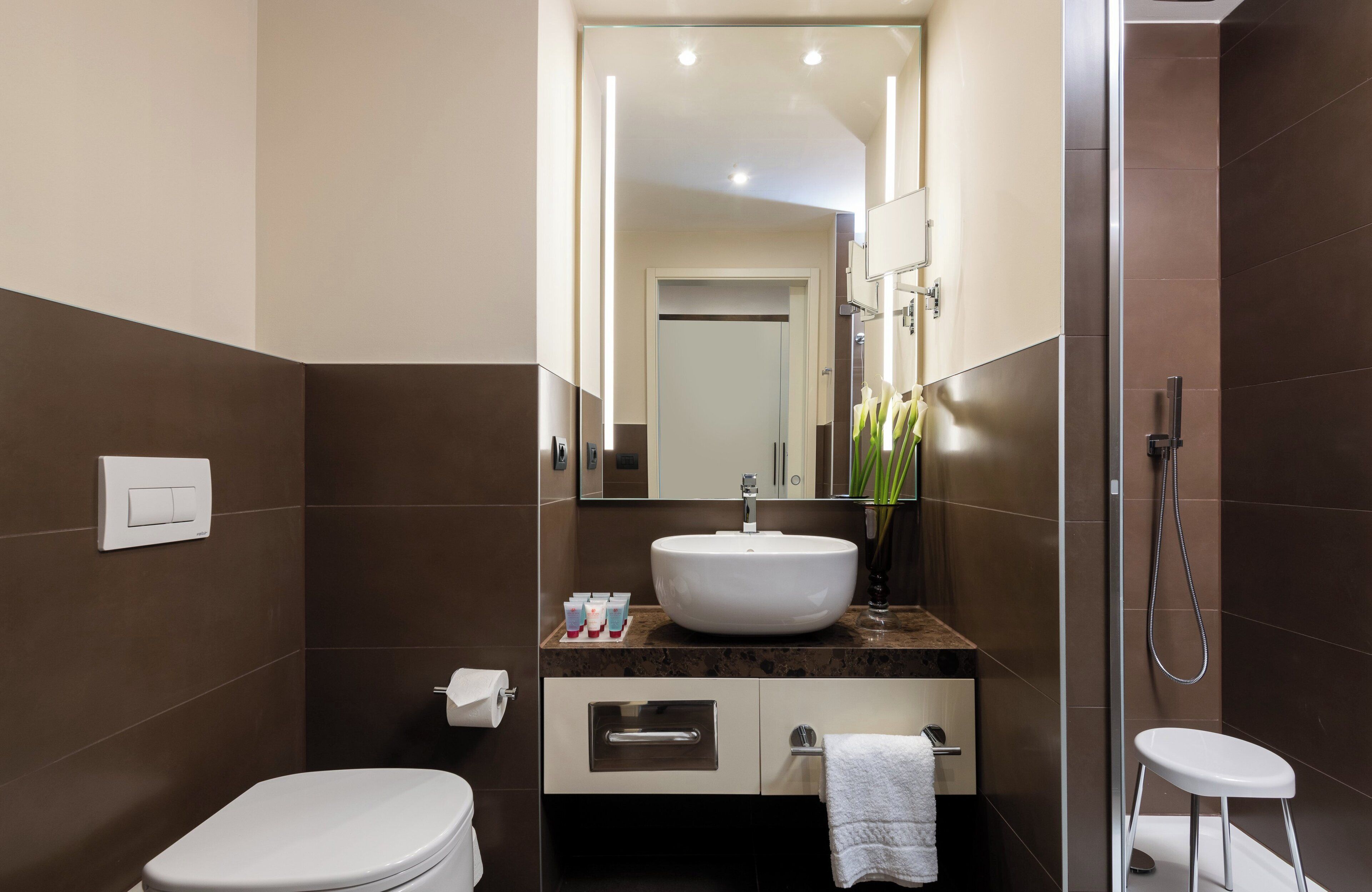 shower, free toiletries, hair dryer, bidet