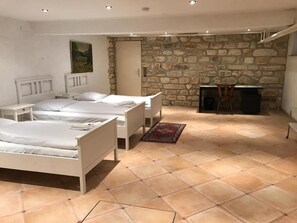 1 bedroom, desk, laptop workspace, rollaway beds