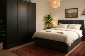 3 room apartment (2 sleeping rooms, 1 living room) | 2 bedrooms, desk, laptop workspace, iron/ironing board