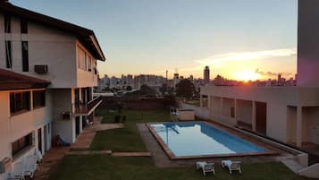 Outdoor pool, sun loungers