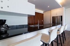 Condo, 2 Bedrooms | Private kitchen | Full-size fridge, oven