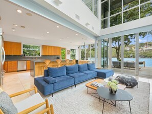 TV, fireplace, video games, DVD player