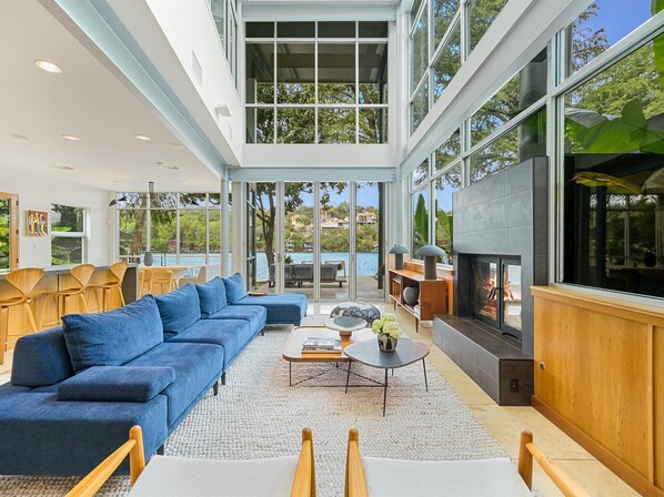 TV, fireplace, video games, DVD player