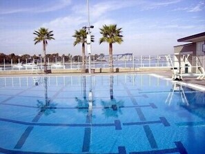 Enjoy the outdoor Olympic-Pool overlooking the bay at Coronado Community center
