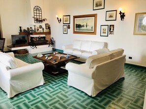 TV, fireplace - Beautiful and elegant villa in front of the beach in Capo d'Orlando/San Gregorio (Capo d'Orlando)