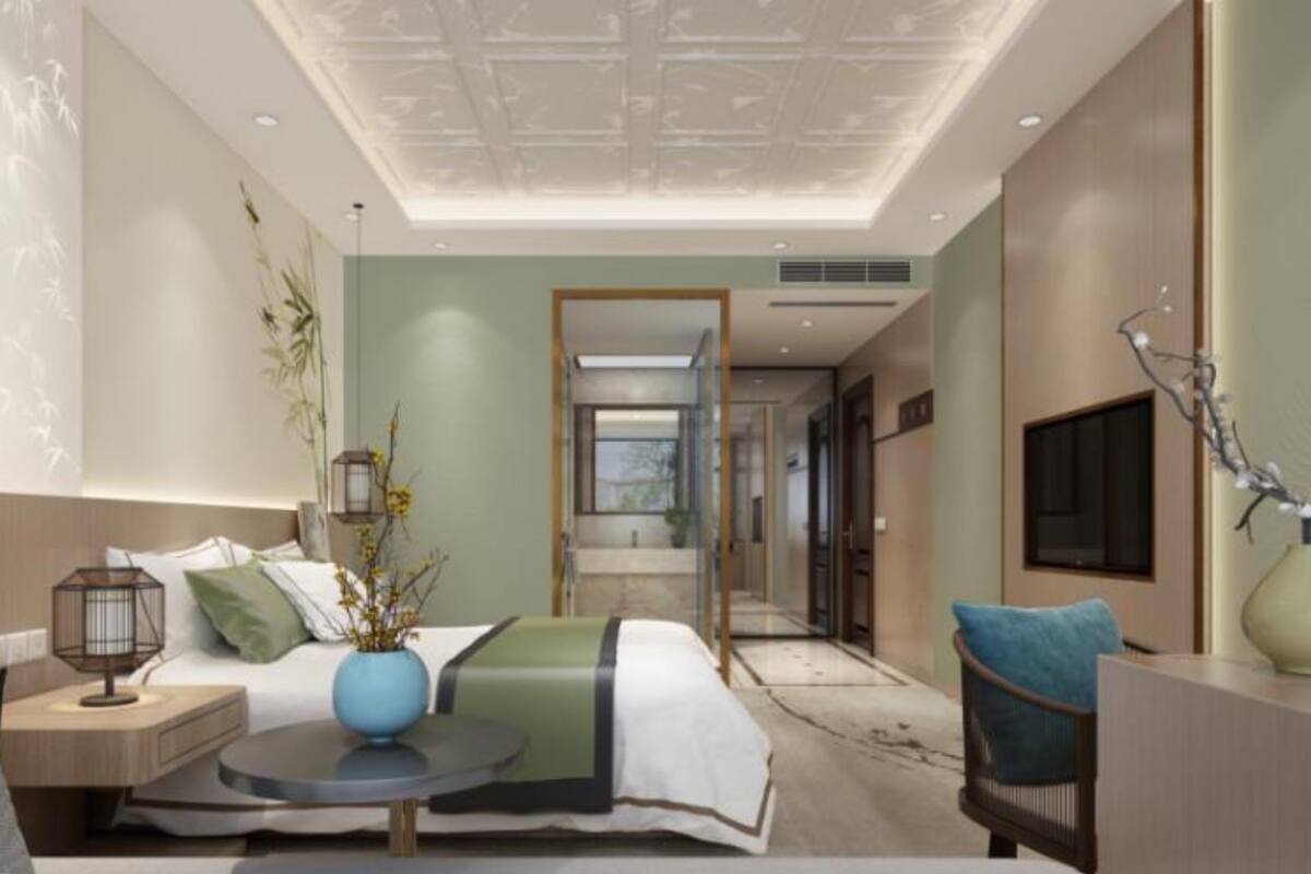 Quarto casal luxo | Escrivaninha, cortinas blackout, Wi-Fi de cortesia