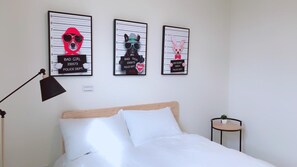 Blackout curtains, free WiFi, bed sheets