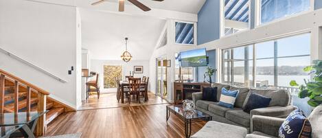 TV, DVD player, video library