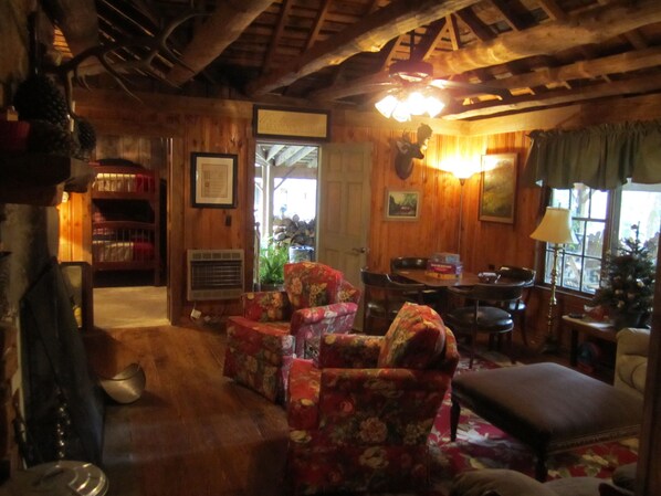 Smart TV, fireplace, video games, DVD player