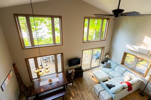 Smart TV, DVD player, books, video library