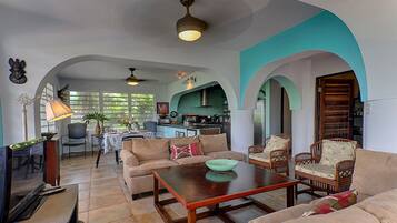 Smart-tv, dvd-afspiller, bøger, videobibliotek