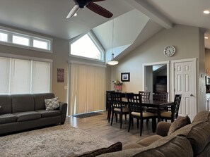 Smart TV, DVD player, books, video library