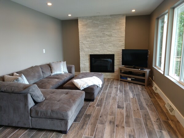 Smart TV, DVD player, books, video library