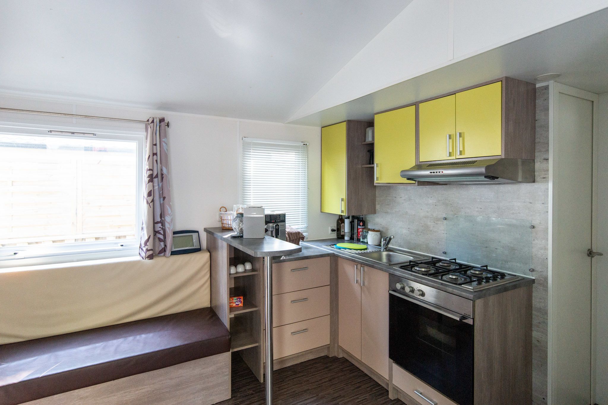 Microwave, stovetop, espresso maker, electric kettle