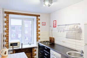 Apartment, Mehrere Betten, Stadtblick | Eigene Küche | Kühlschrank, Mikrowelle, Herdplatte, Wasserkocher