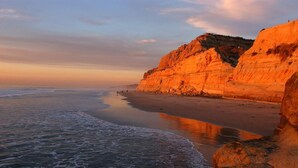 A coastal landscape with cliffs and a beach. - Del Mar Beaches~Luxury Ocean View Townhouse! (Del Mar)