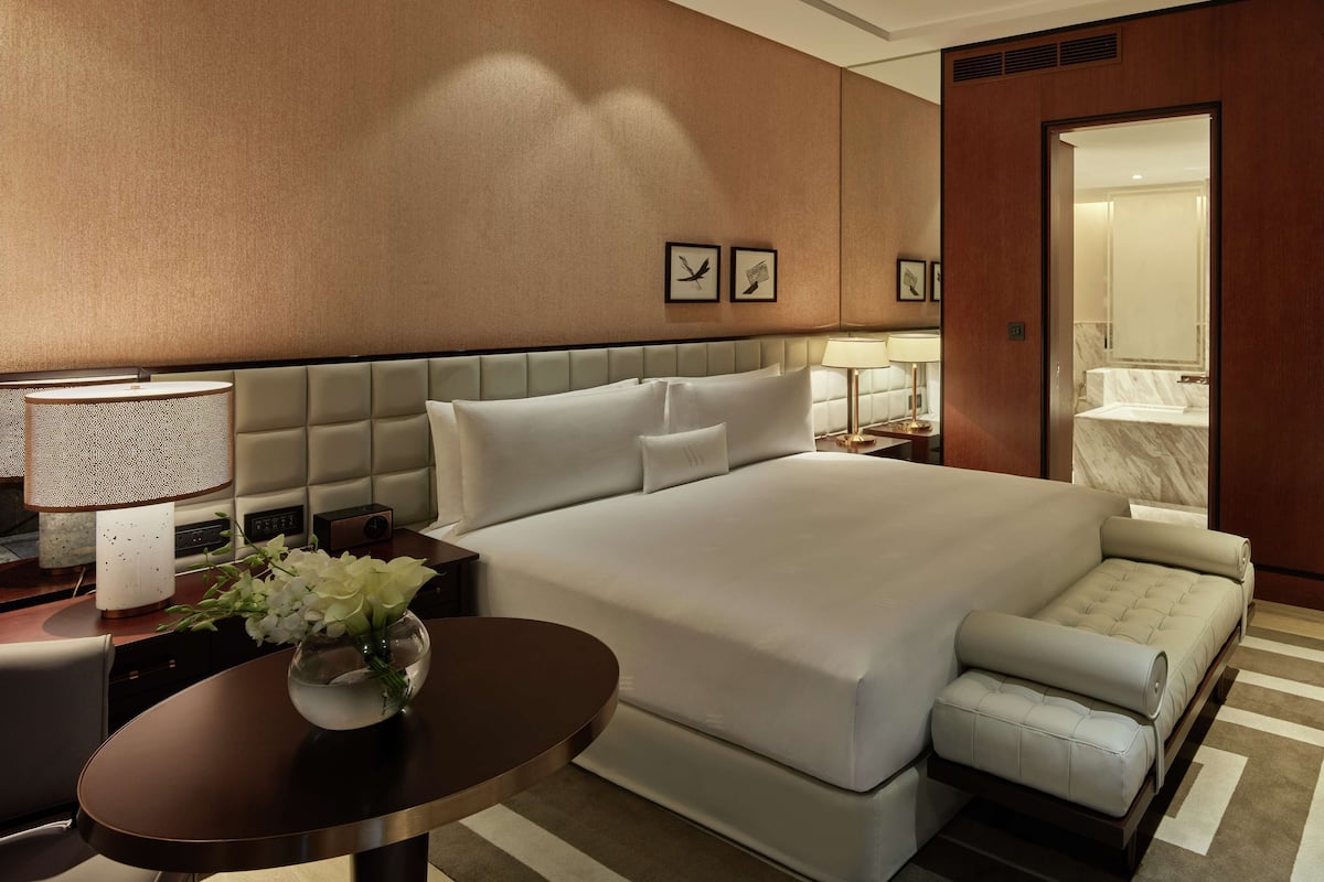 1 bilik tidur, peralatan tempat tidur premium, bar mini