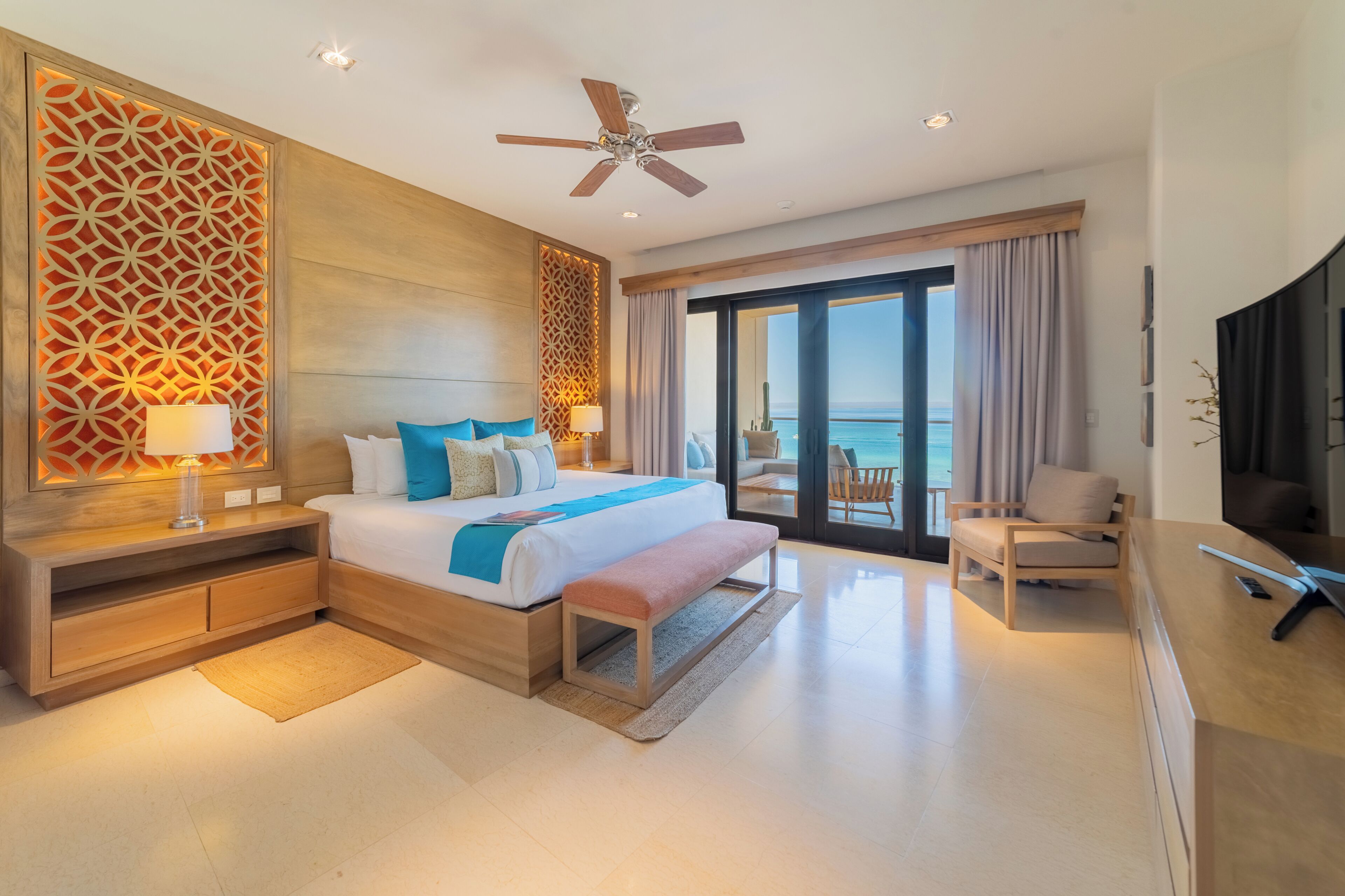 Departamento Deluxe, 3 habitaciones, hidromasaje, vista al océano | Ropa de cama de alta calidad y edredón 