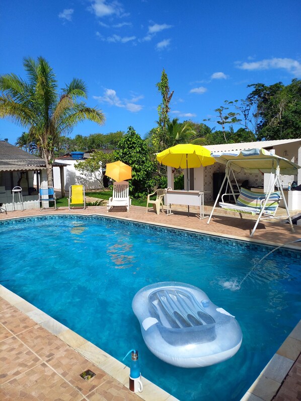 Indoor pool, outdoor pool - Country house/farm in Peruíbe with adult and children's swimming pool, sauna and hot tub. (Estância Antonio Novaes)