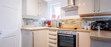Microwave, oven, toaster, high chair